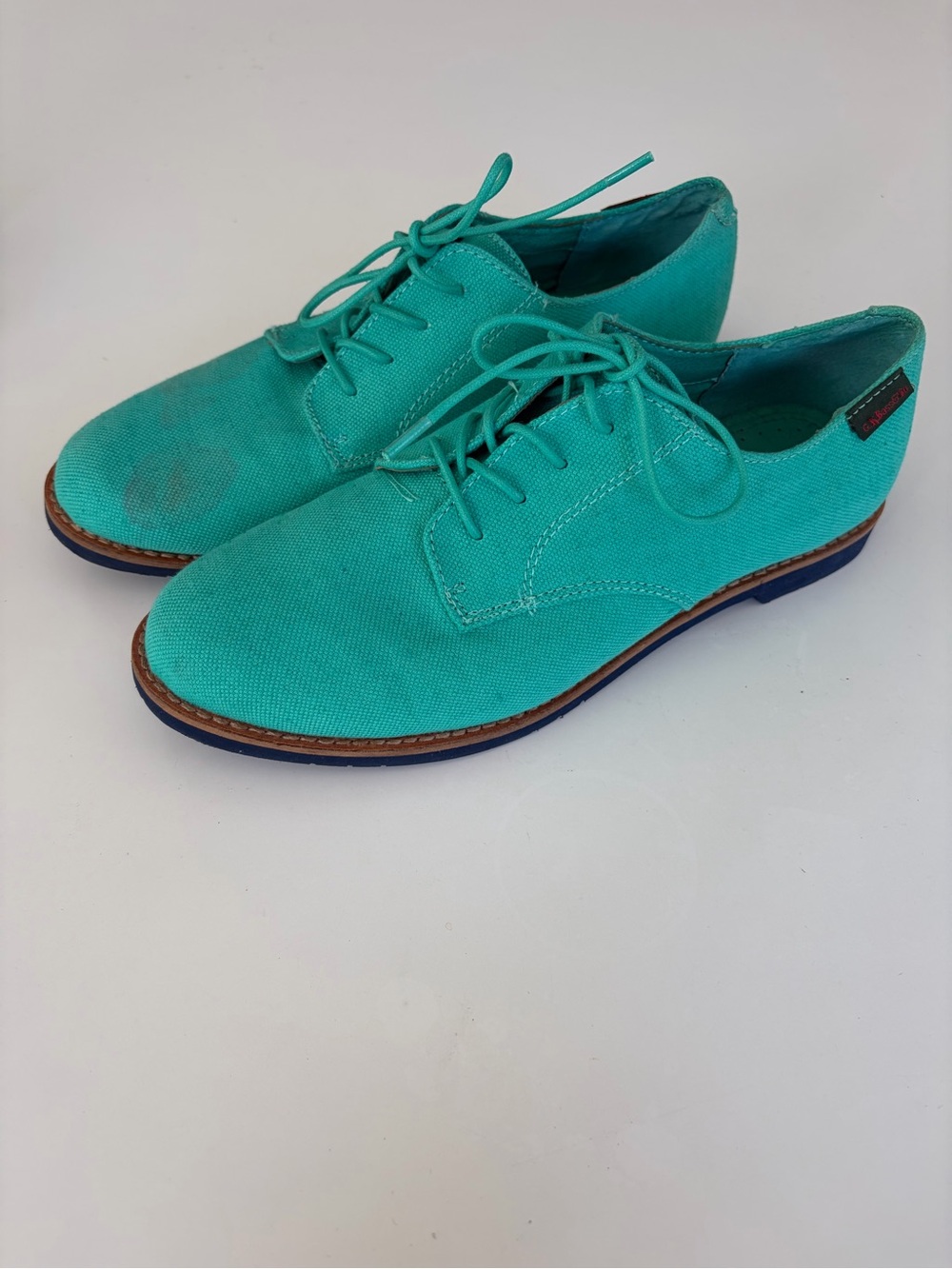 G.H. Bass Daina Teal Canvas Oxford Lace Up Shoes Women’s 7.5